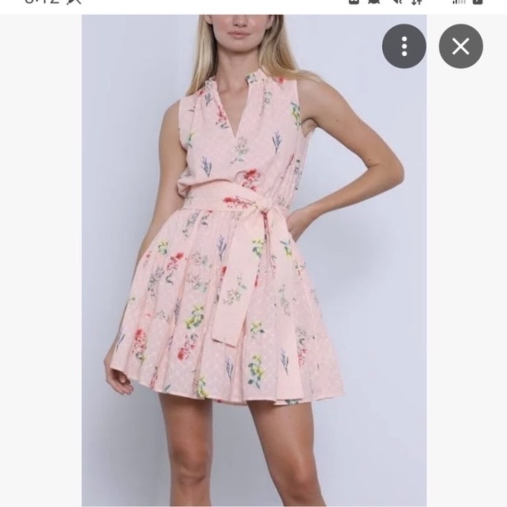 NWT Karina Grimaldi Trina Print Floral Eyelet Mini Dress Pink XS